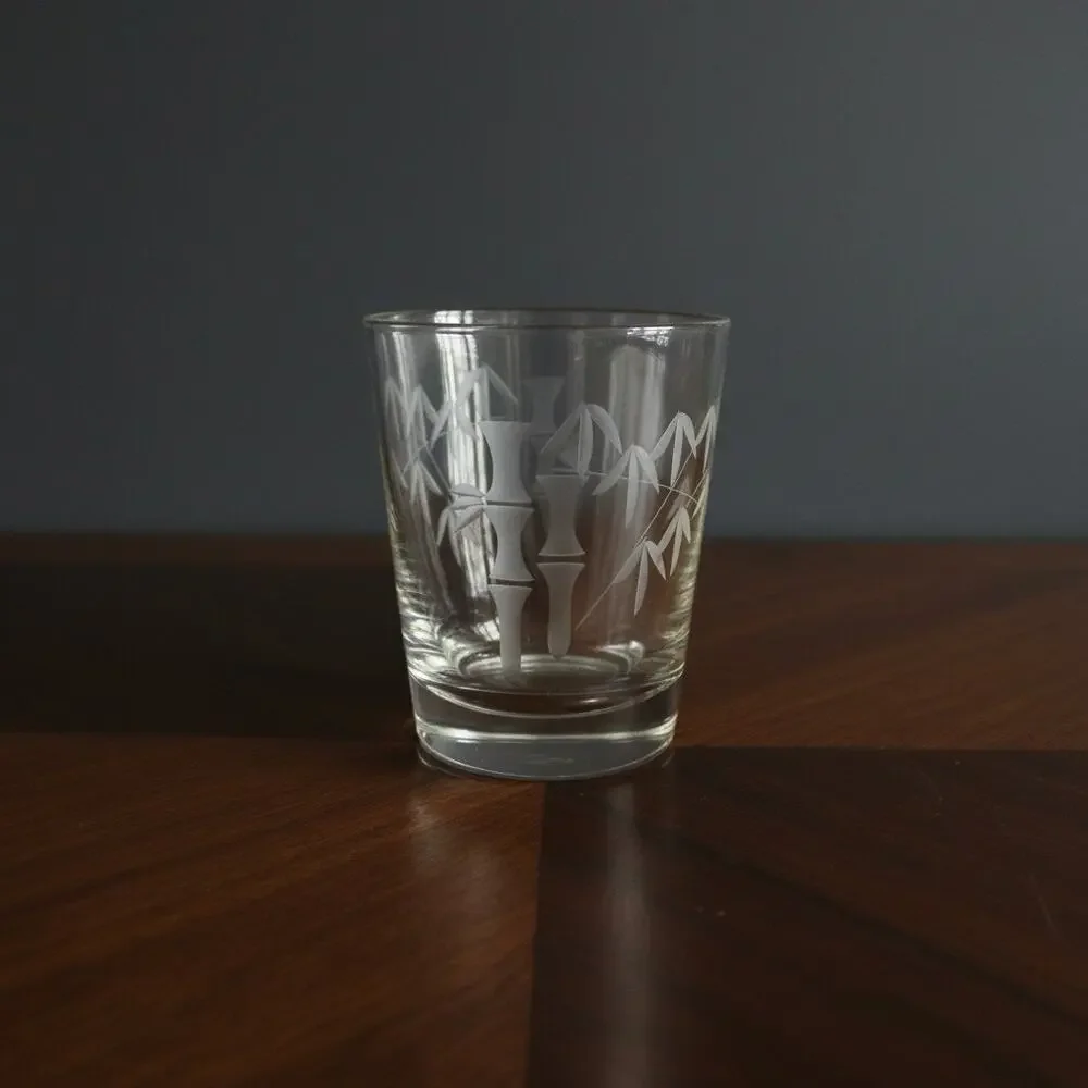 Vintage Sasaki Noritake Bamboo Etched Rocks Glasses Set 6-MCM-Japan-Barware